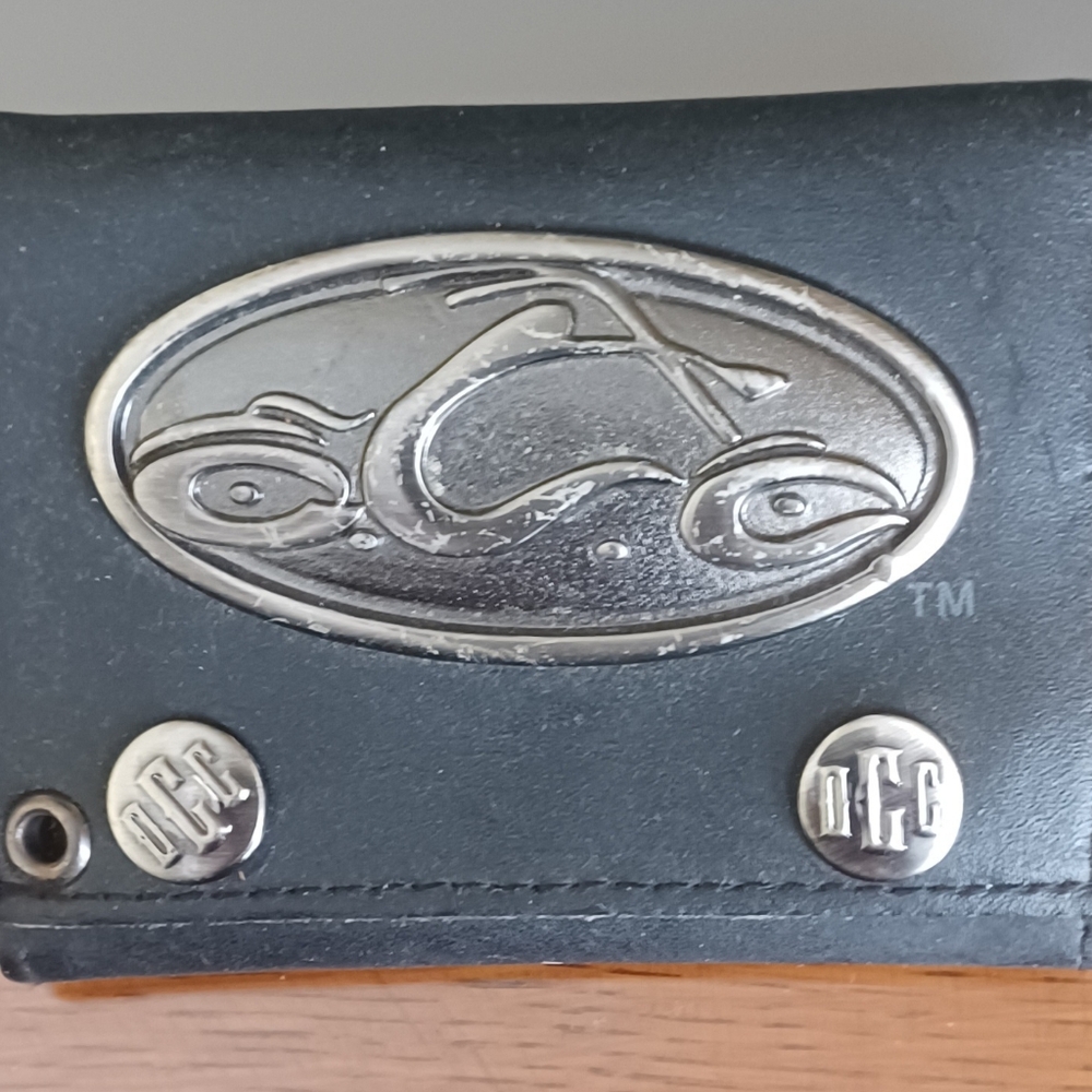 Orange County Choppers Black Leather Wallet with Silver Accents